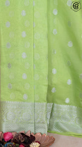 Lime Green Semi Georgette Banarasi Warm Silk Saree